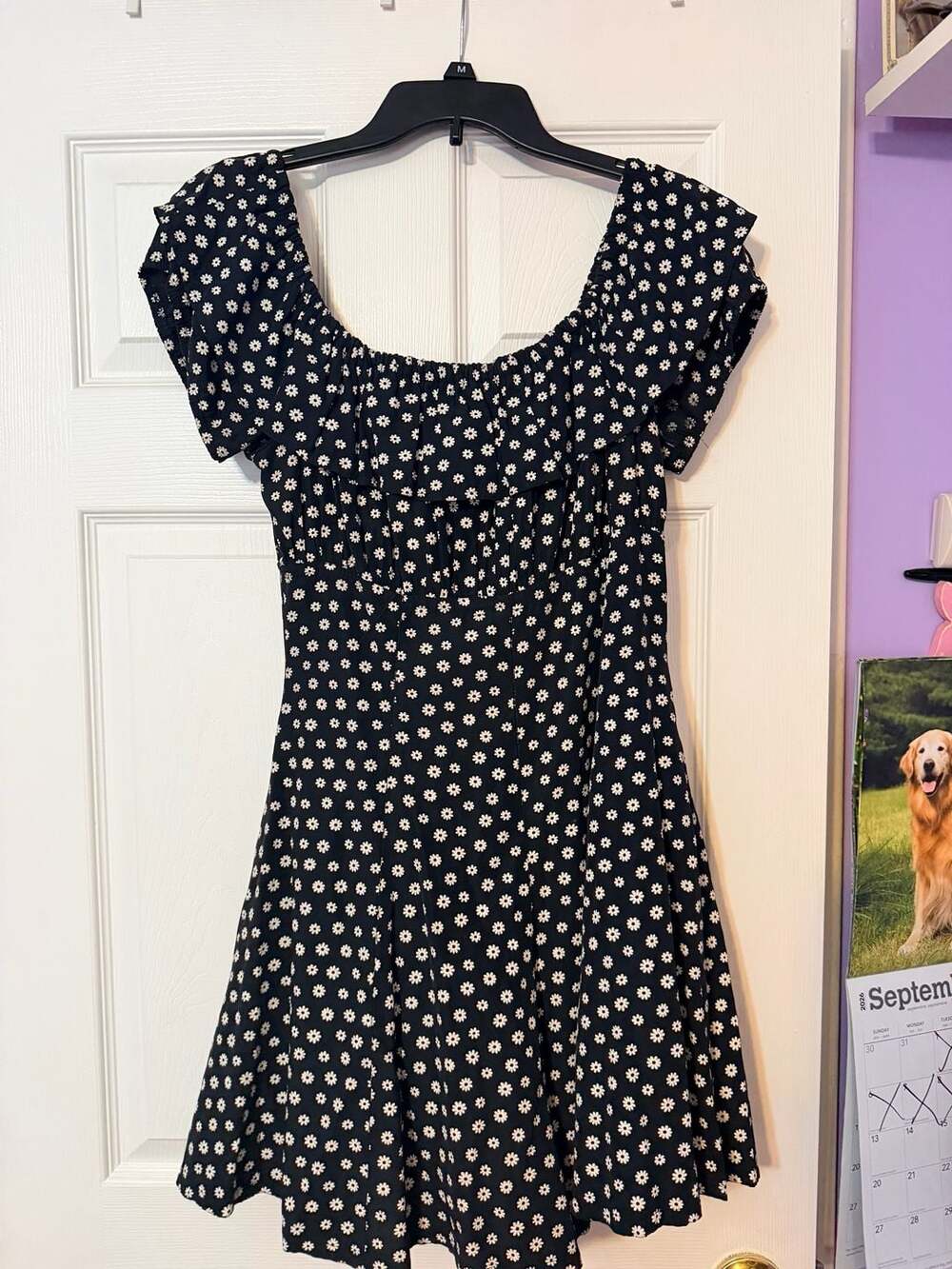 Trixxi Dress Size Large Black White Daisy Print Mini Dress